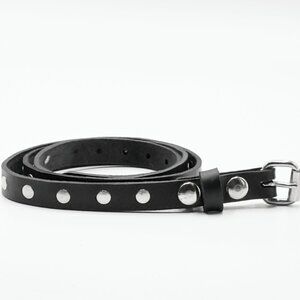 1-Row Chrome Rivet Studded Leather Belt by Nemesis Leather  Brand-New Deadstock